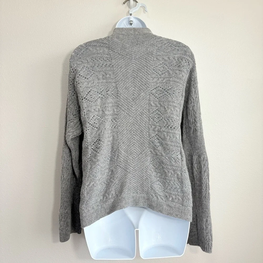 Liz Claiborne 100% Lambswool Gray Button-Up Cardigan SzS Classic Luxury
